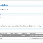 Data history retention policies for governance and regulatory compliance